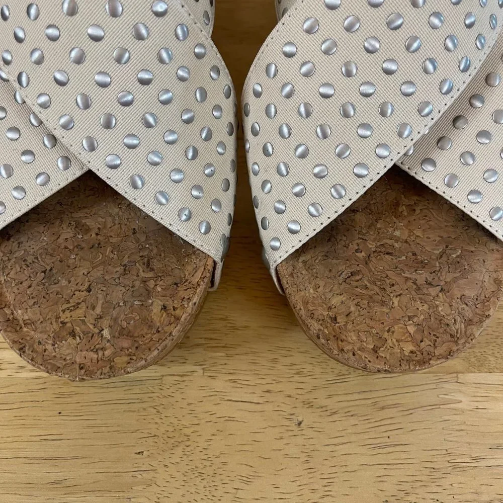 Lucky Brand White Miller Platform Cork Wedges